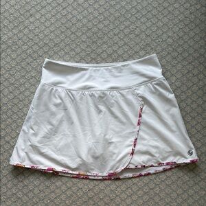 Lija White Tennis Skirt with Floral Trim - size S